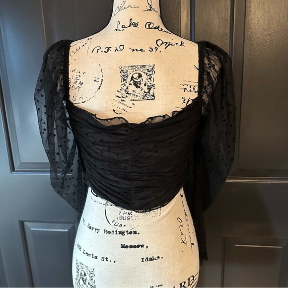 H&M sheer puff sleeves crop top size L(O) - Picture 7 of 12